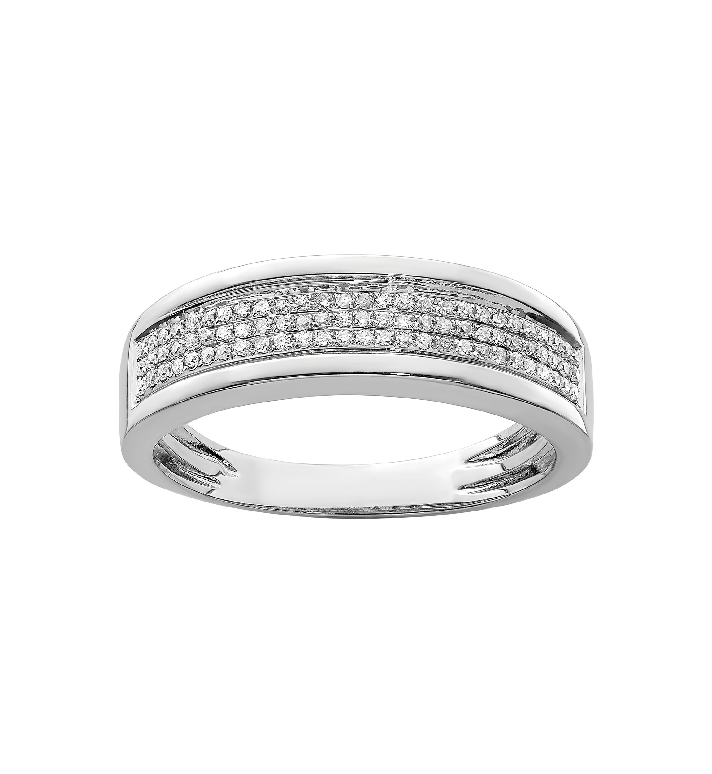 Mens 1/3 ct. t.w. Diamond Band in Rhodium Plated Sterling Silver