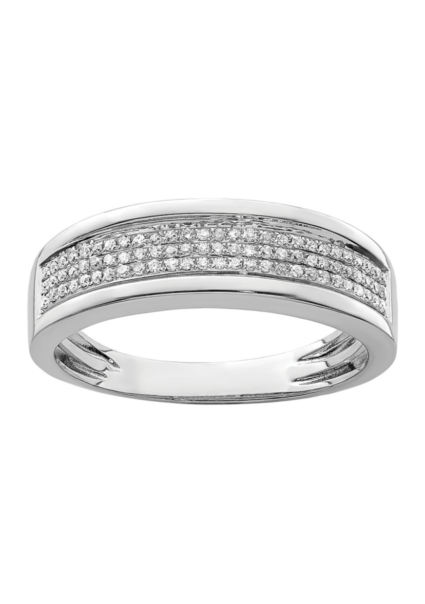 Mens 1/3 ct. t.w. Diamond Band in Rhodium Plated Sterling Silver