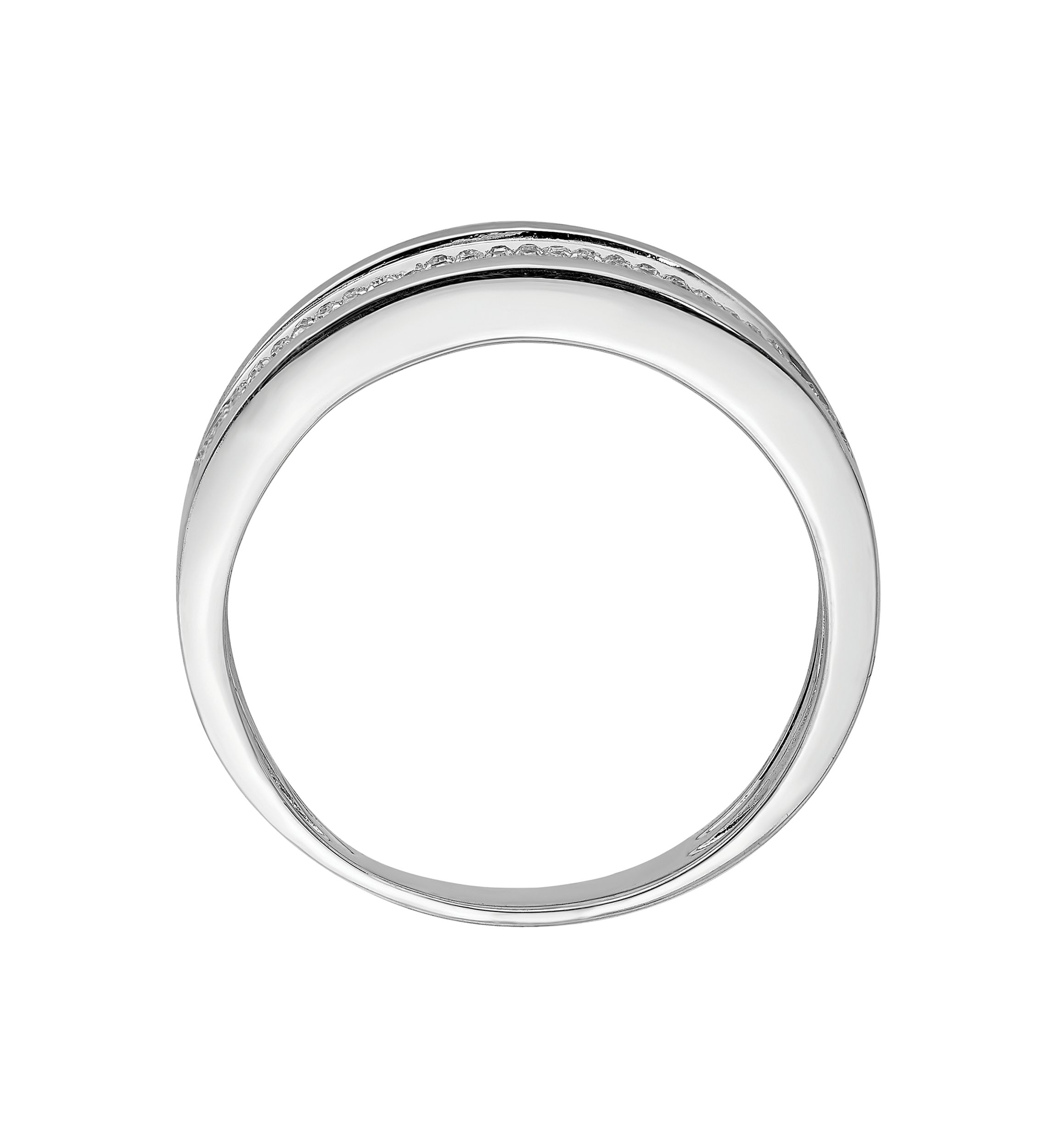 Mens 1/3 ct. t.w. Diamond Band in Rhodium Plated Sterling Silver