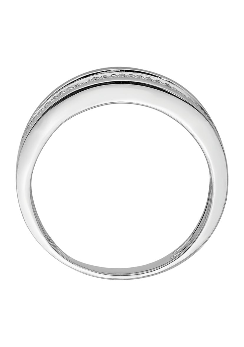 Mens 1/3 ct. t.w. Diamond Band in Rhodium Plated Sterling Silver