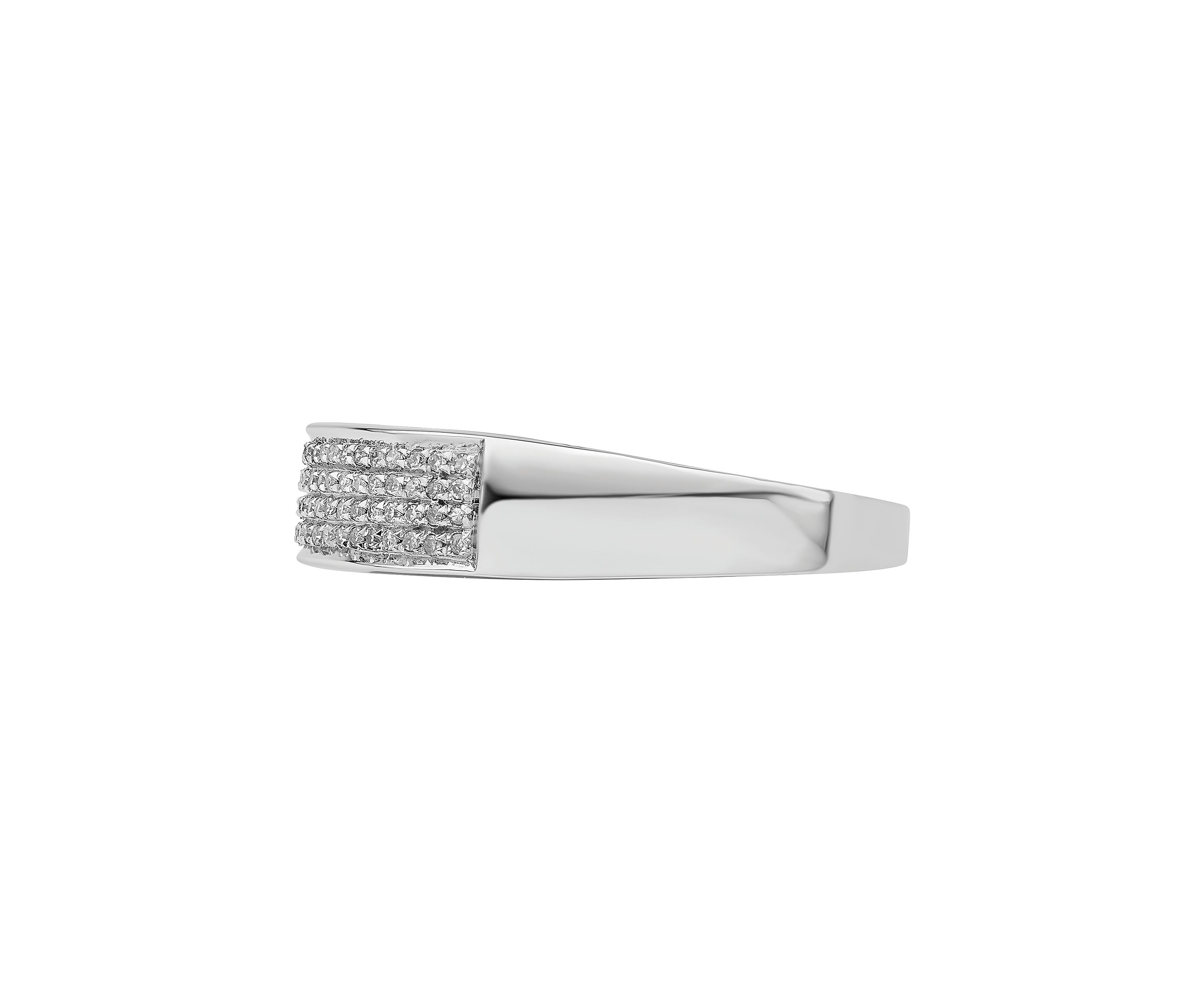 Mens 1/3 ct. t.w. Diamond Band in Rhodium Plated Sterling Silver
