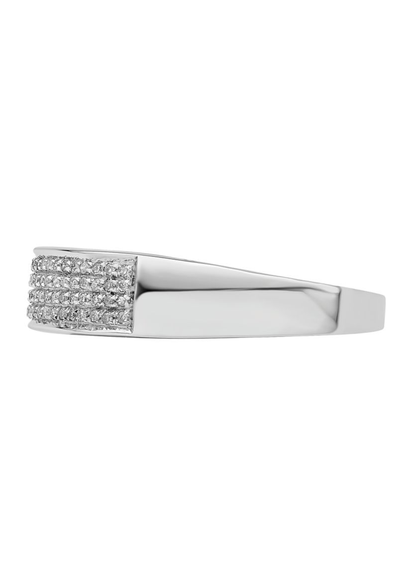 Mens 1/3 ct. t.w. Diamond Band in Rhodium Plated Sterling Silver