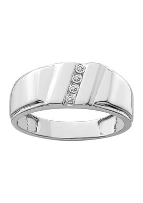 Belk & Co Men's 1/10 ct. t.w. Diamond Ring in Rhodium Plated Sterling Silver, White