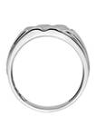 Mens 1/10 ct. t.w. Diamond Ring in Rhodium Plated Sterling Silver
