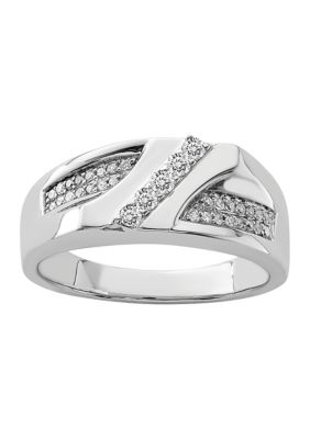 Belk & Co Men's 1/3 Ct. T.w. Diamond Ring In Rhodium Plated Sterling Silver