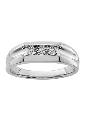 Belk & Co Men's 1/10 ct. t.w. Diamond Ring in Rhodium Plated Sterling Silver, White, 11