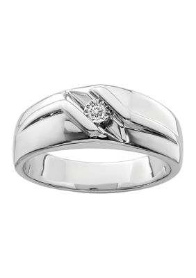 Belk & Co Men's 1/10 ct. t.w. Diamond Ring in Rhodium Plated Sterling Silver, White, 11