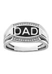 Mens 1/10 ct. t.w. Diamond DAD Ring in Rhodium Plated Sterling Silver