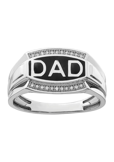 Mens 1/10 ct. t.w. Diamond DAD Ring in Rhodium Plated Sterling Silver