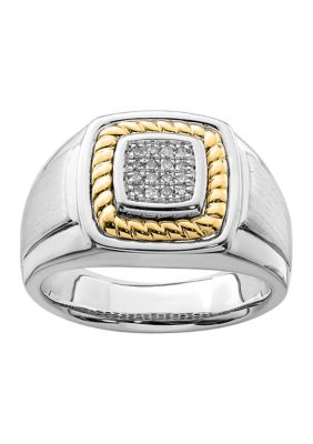 Belk & Co Men's 1/10 Ct. T.w. Diamond Ring In Sterling Silver With 10K Yellow Gold True Two Tone