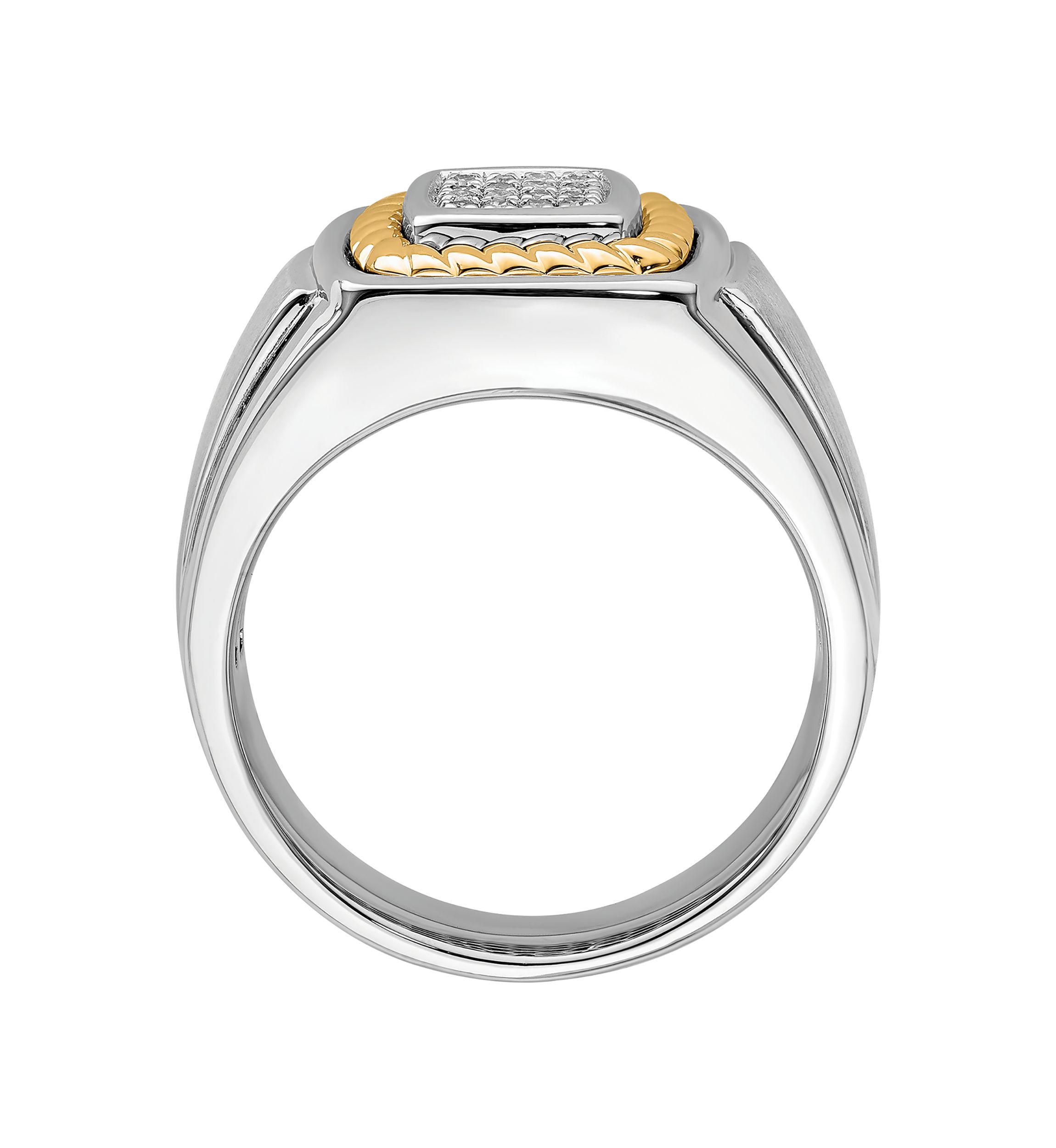 Mens 1/10 ct. t.w. Diamond Ring in Sterling Silver with 10K Yellow Gold True Two Tone
