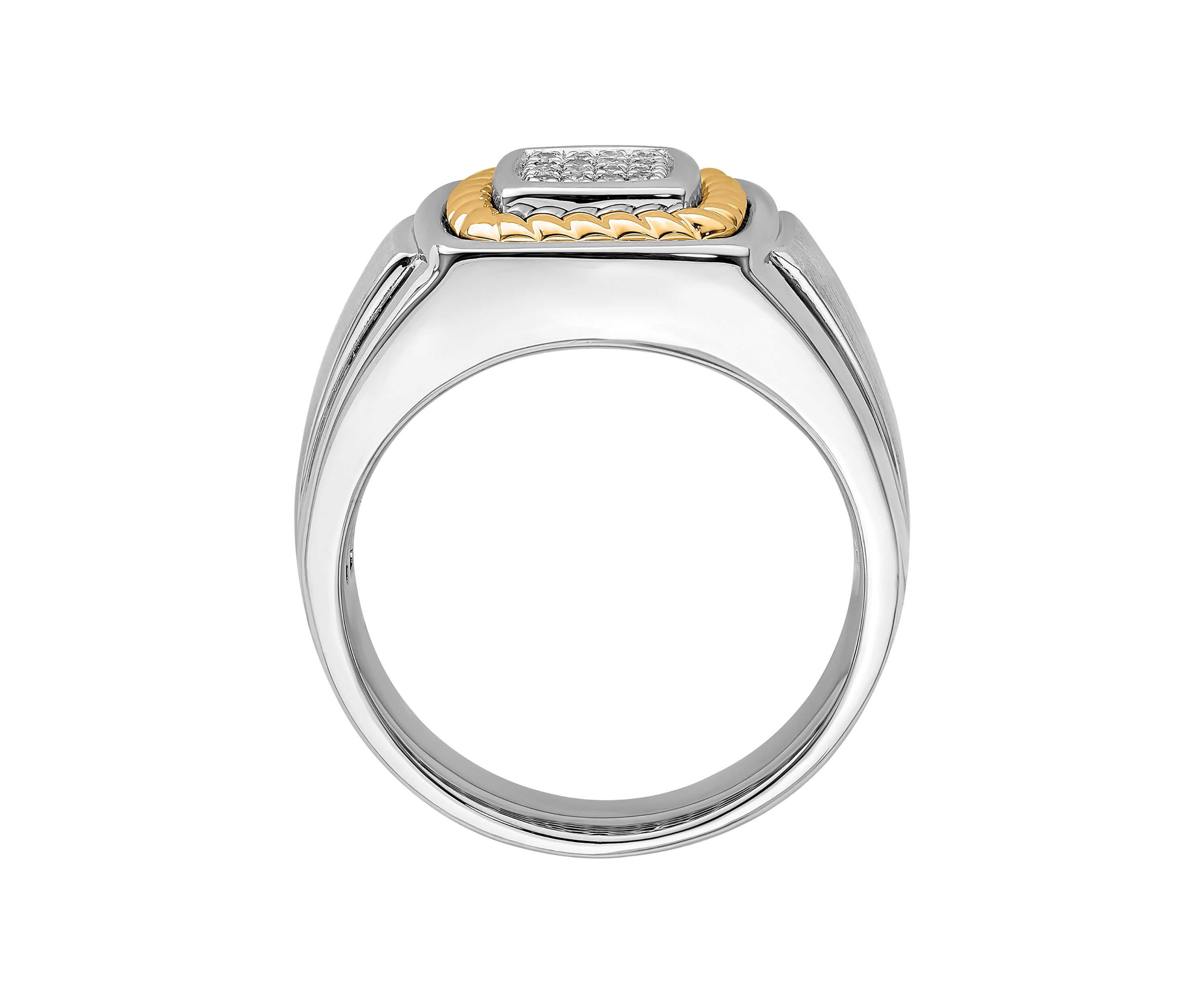 Mens 1/10 ct. t.w. Diamond Ring in Sterling Silver with 10K Yellow Gold True Two Tone