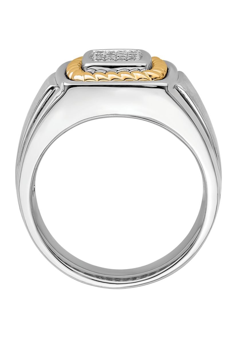 Mens 1/10 ct. t.w. Diamond Ring in Sterling Silver with 10K Yellow Gold True Two Tone