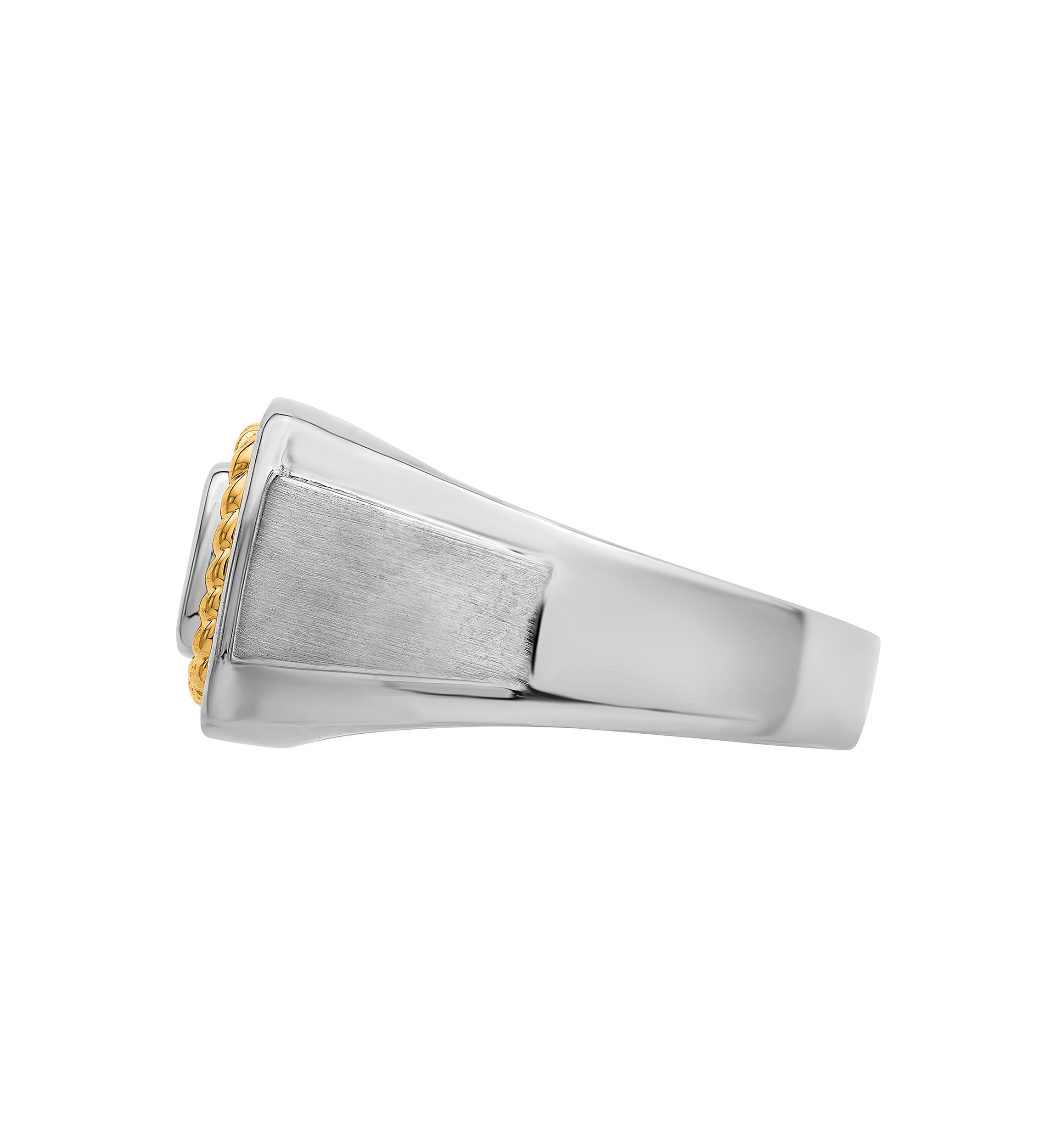Mens 1/10 ct. t.w. Diamond Ring in Sterling Silver with 10K Yellow Gold True Two Tone