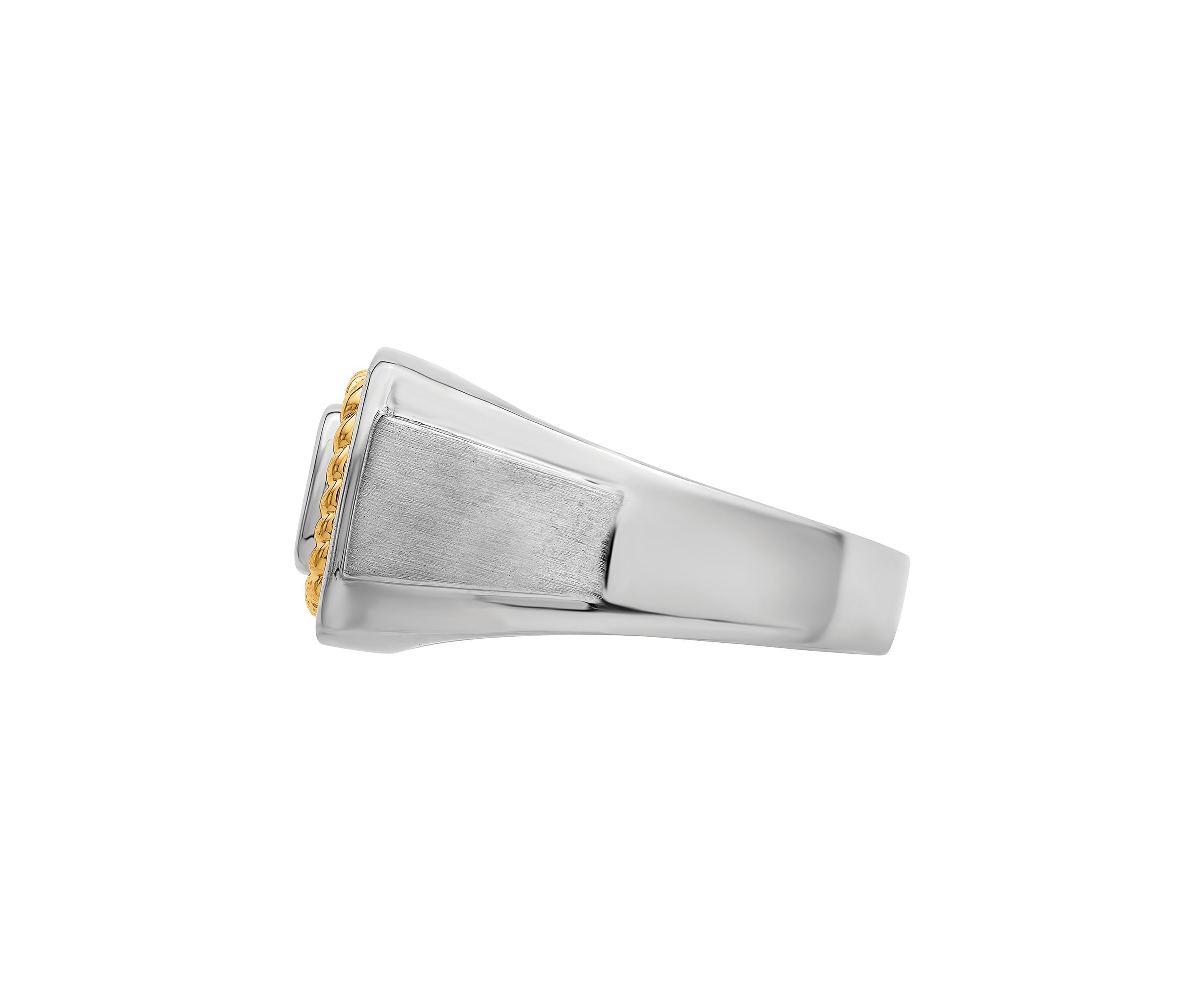 Mens 1/10 ct. t.w. Diamond Ring in Sterling Silver with 10K Yellow Gold True Two Tone