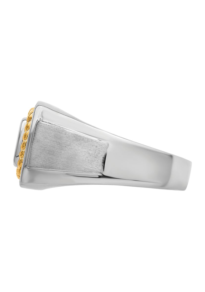 Mens 1/10 ct. t.w. Diamond Ring in Sterling Silver with 10K Yellow Gold True Two Tone