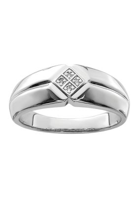 Belk & Co Men's 1/10 ct. t.w. Diamond Ring in Rhodium Plated Sterling Silver, White, 9