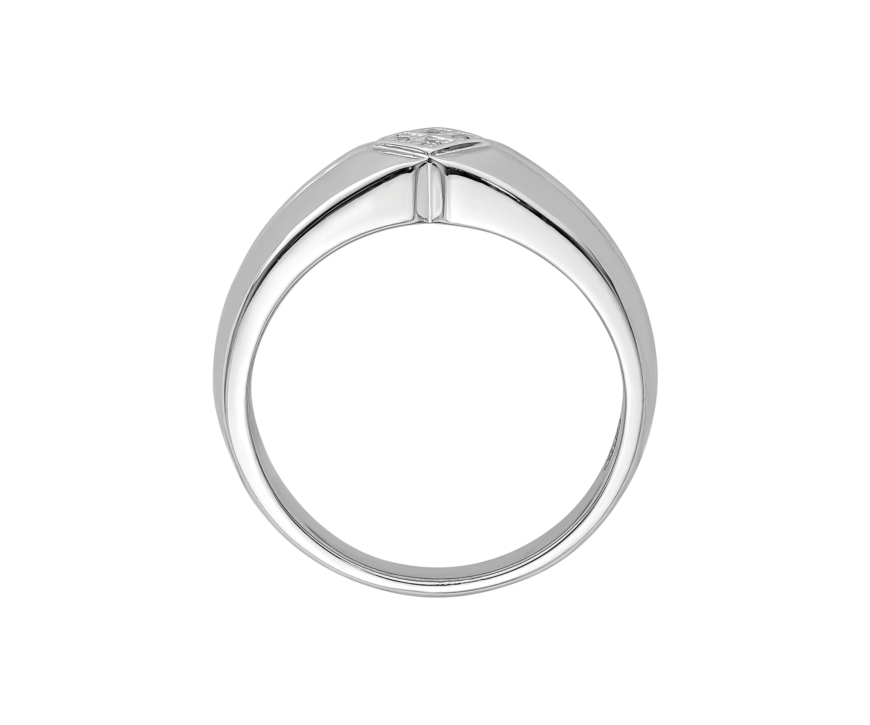 Mens 1/10 ct. t.w. Diamond Ring in Rhodium Plated Sterling Silver