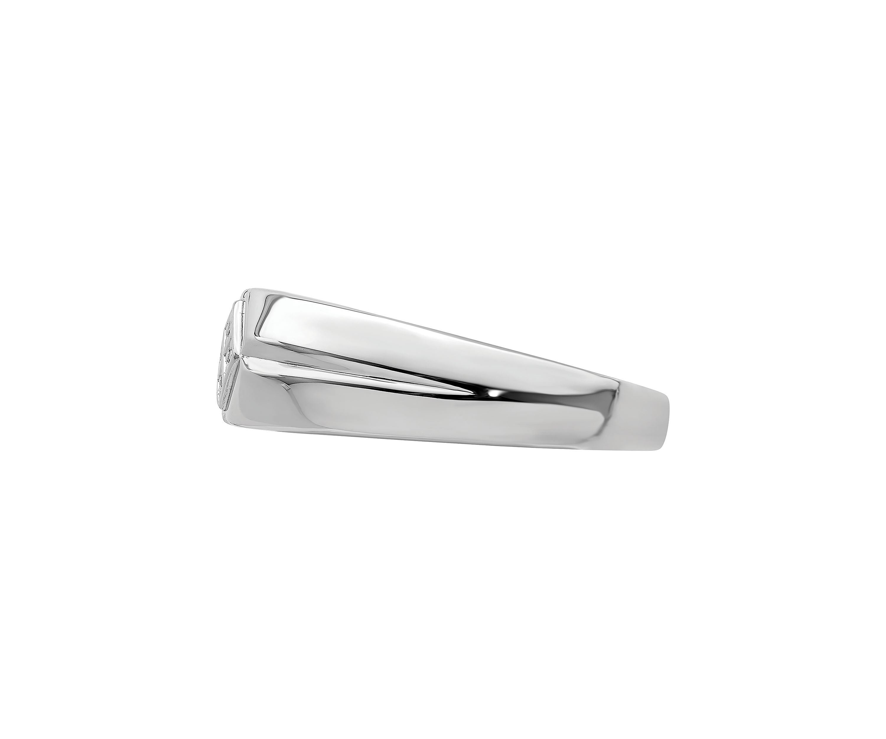 Mens 1/10 ct. t.w. Diamond Ring in Rhodium Plated Sterling Silver