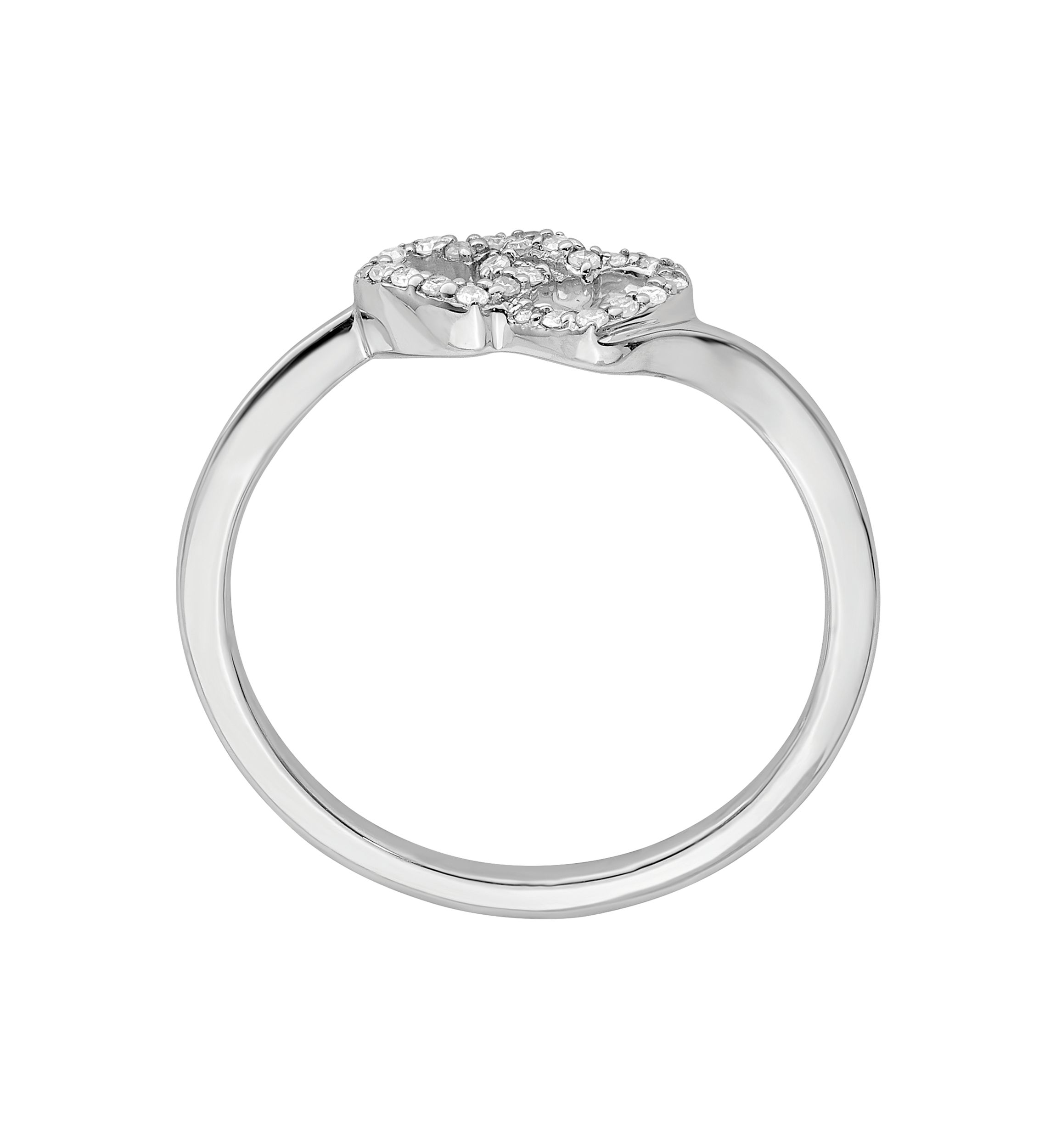 1/10 ct. t.w. Diamond Double Heart Promise Ring in Rhodium Plated Sterling Silver