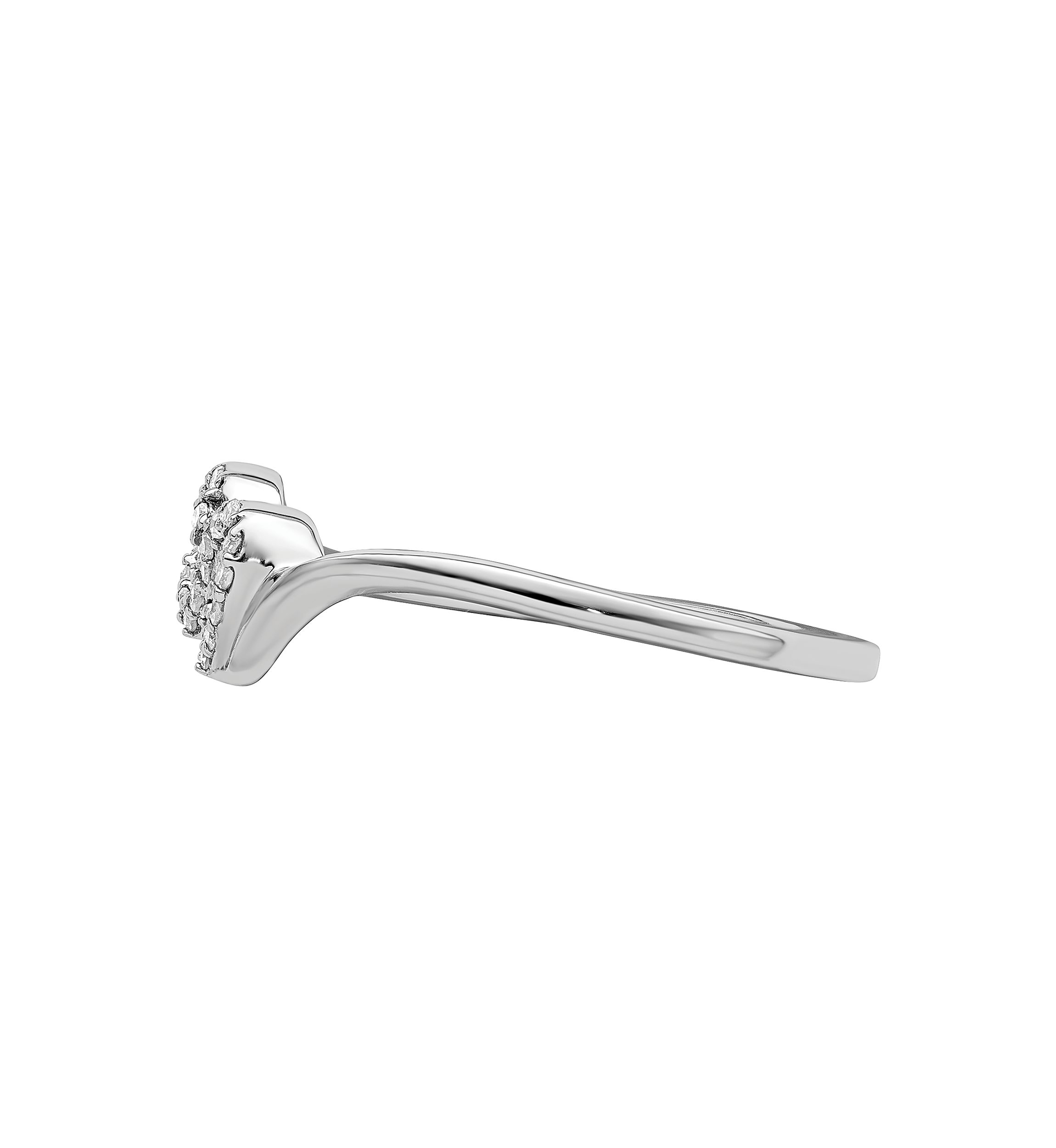 1/10 ct. t.w. Diamond Double Heart Promise Ring in Rhodium Plated Sterling Silver