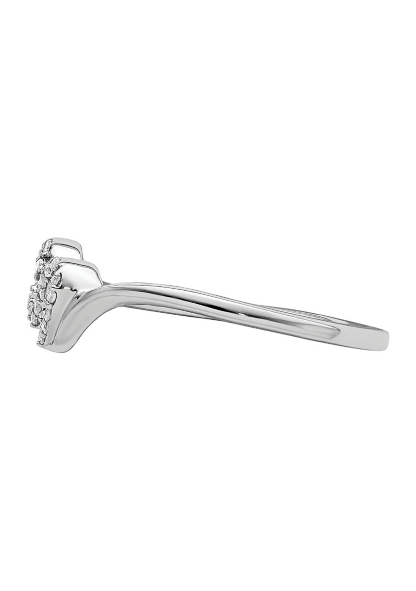 1/10 ct. t.w. Diamond Double Heart Promise Ring in Rhodium Plated Sterling Silver