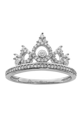 Belk & Co 1/3 Ct. T.w. Diamond Crown Ring In Rhodium Plated Sterling Silver