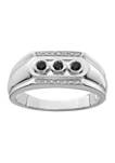 Mens 1/4 ct. t.w. White and Black Diamond Ring in Rhodium Plated Sterling Silver