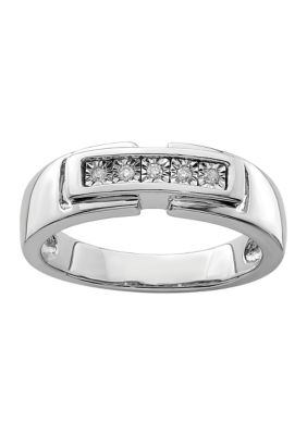 Belk & Co Men's 1/10 ct. t.w. Diamond Polished Ring in Rhodium Plated Sterling Silver, White, 9