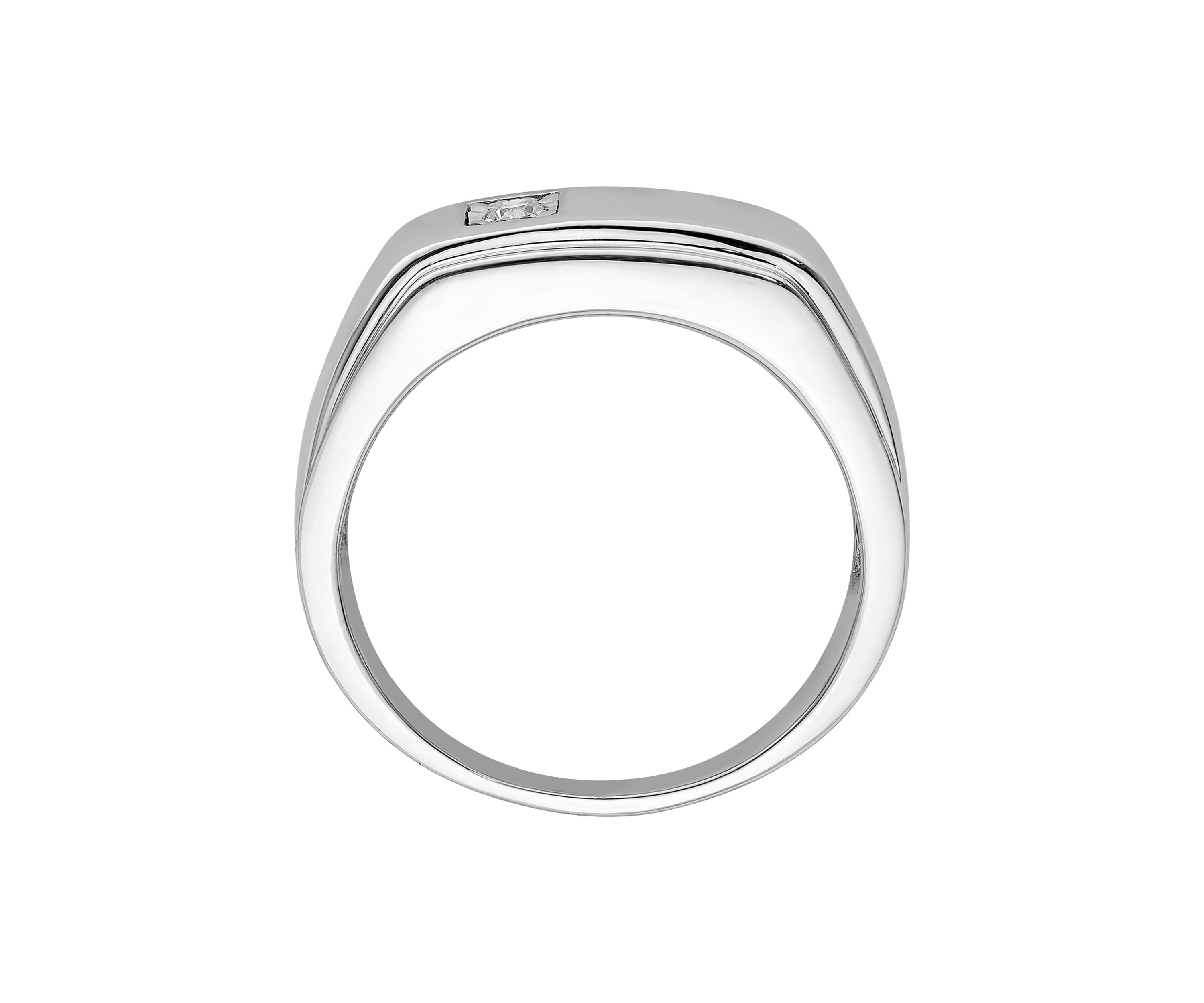 Mnes 1/10 ct. t.w. Diamond Polished Ring in Rhodium Plated Sterling Silver