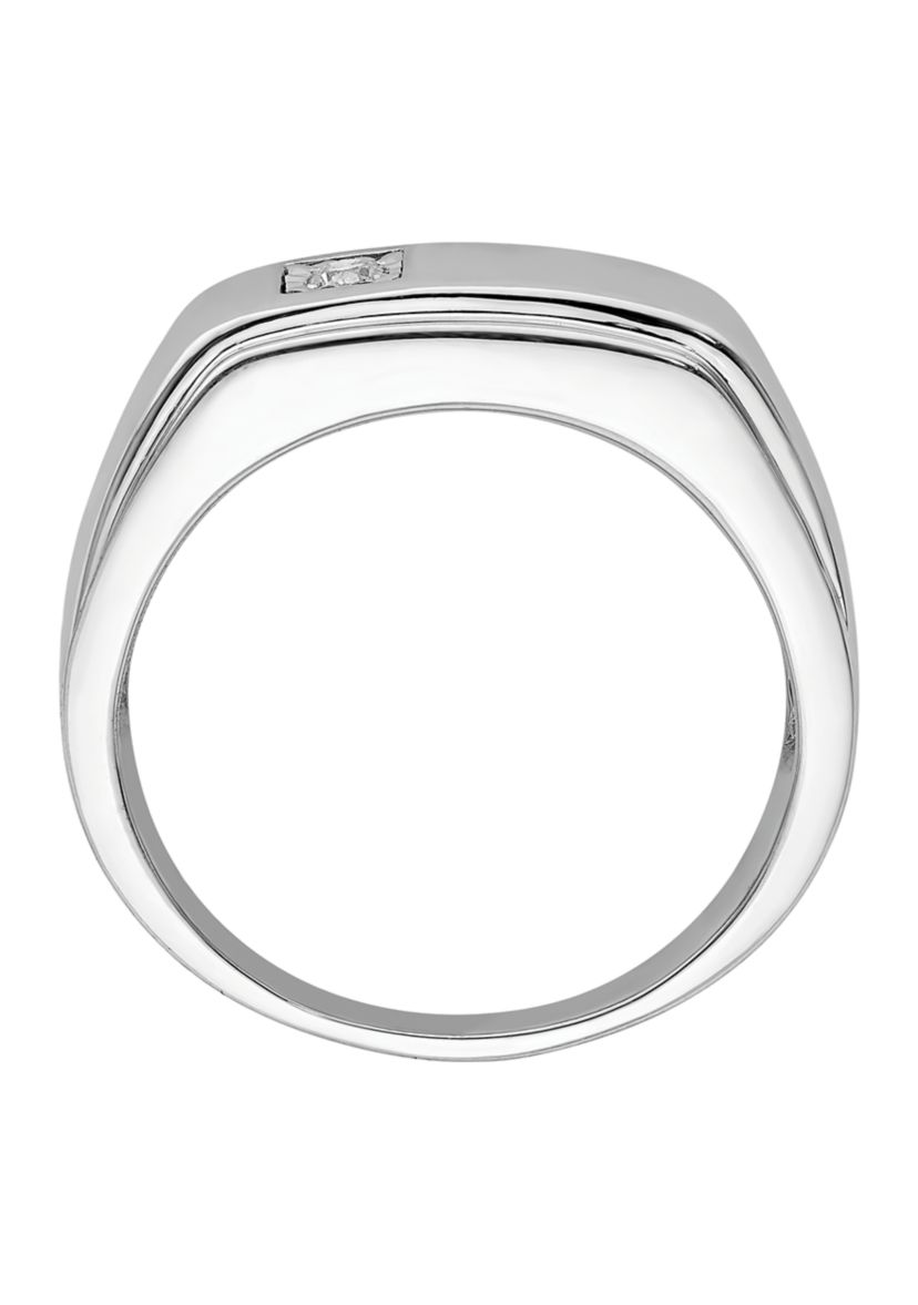 Mnes 1/10 ct. t.w. Diamond Polished Ring in Rhodium Plated Sterling Silver