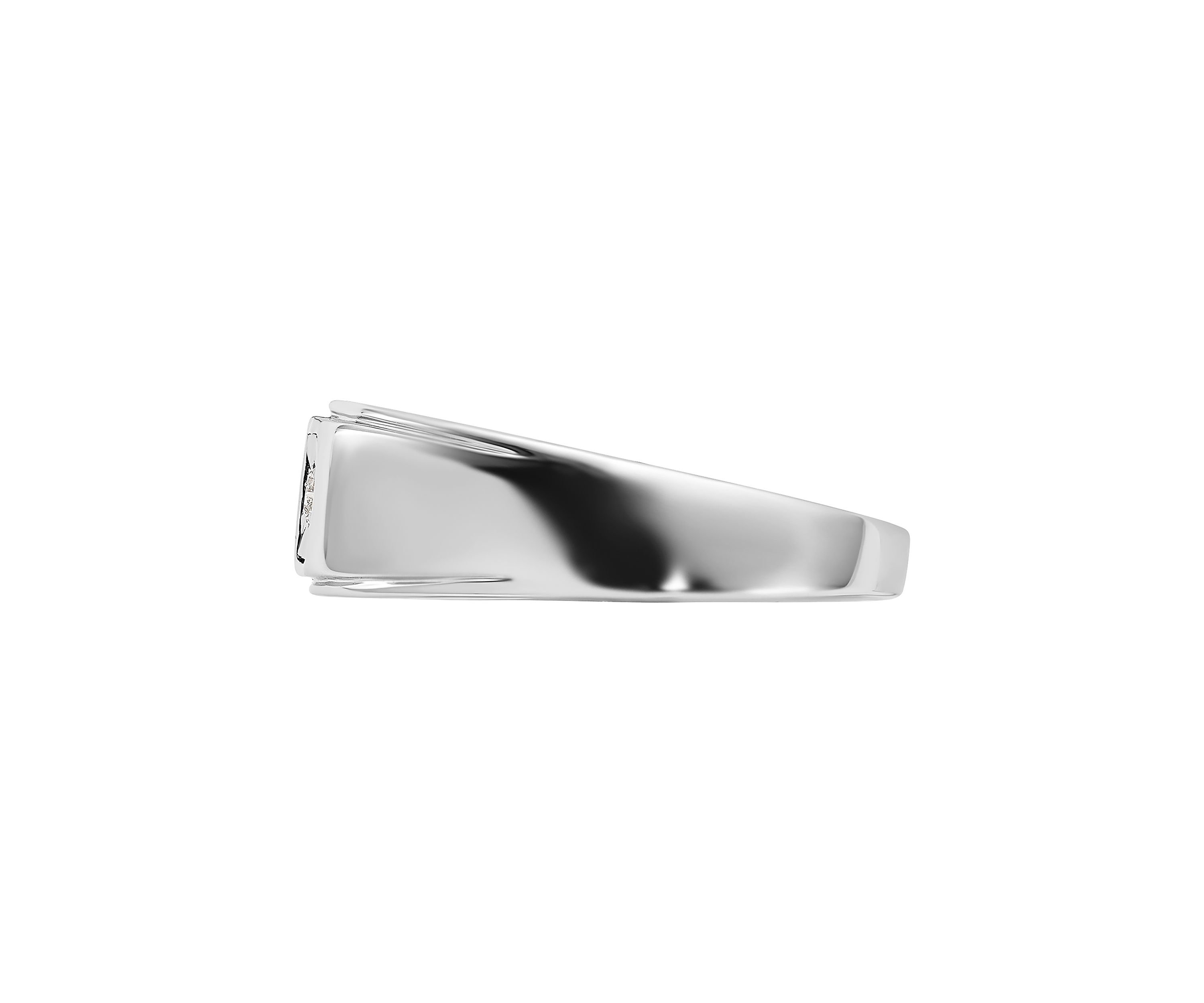 Mnes 1/10 ct. t.w. Diamond Polished Ring in Rhodium Plated Sterling Silver