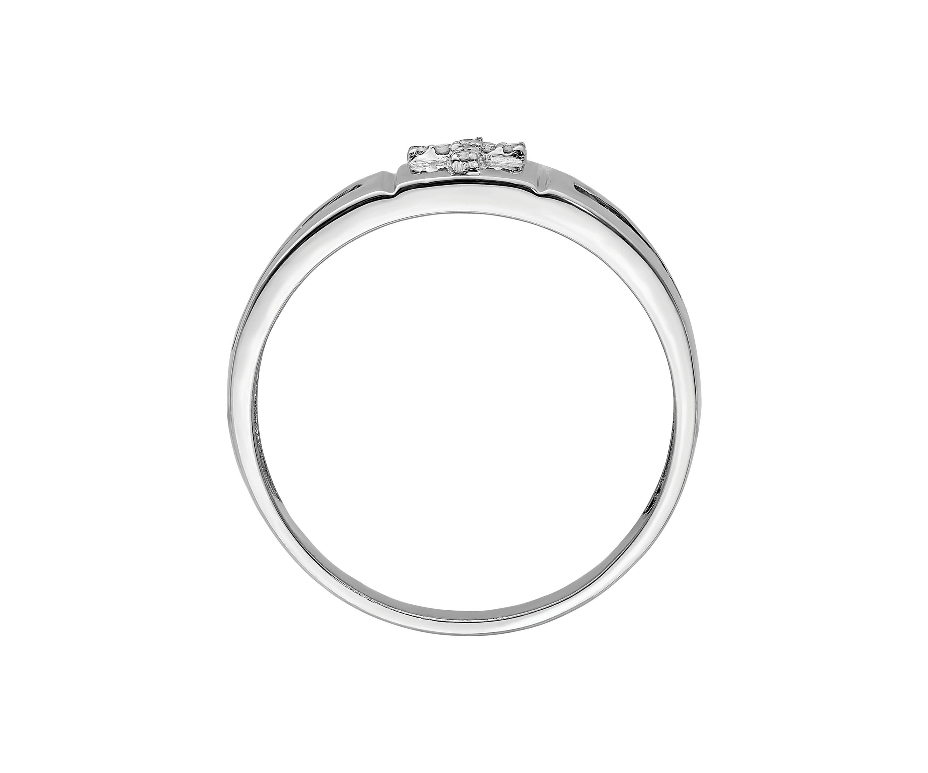 Mens 1/4 ct. t.w. White and Black Diamond Cross Ring in Rhodium Plated Sterling Silver