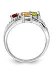 1 ct. t.w. Peridot, Citrine, Garnet and White Topaz Ring in Rhodium-Plated Sterling Silver