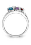 1.02 ct. t.w. Light Swiss Blue Topaz, Amethyst, Garnet and White Topaz Ring in Rhodium-Plated Sterling Silver