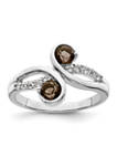 5/8 ct. t.w. Smoky Quartz and White Topaz Swirl Ring in Rhodium-Plated Sterling Silver