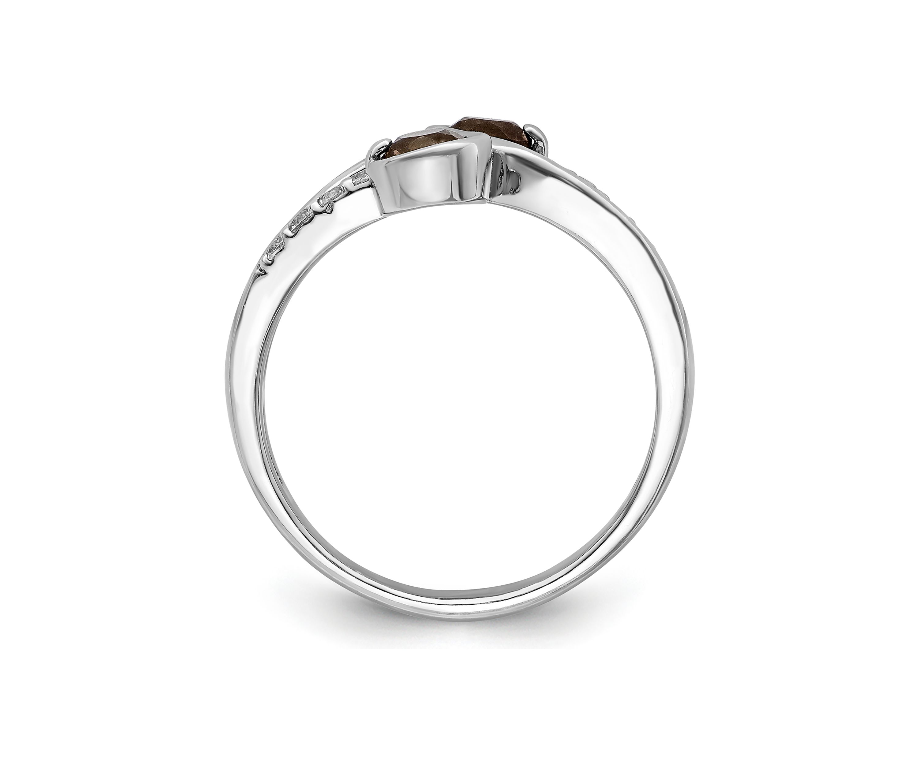 5/8 ct. t.w. Smoky Quartz and White Topaz Swirl Ring in Rhodium-Plated Sterling Silver