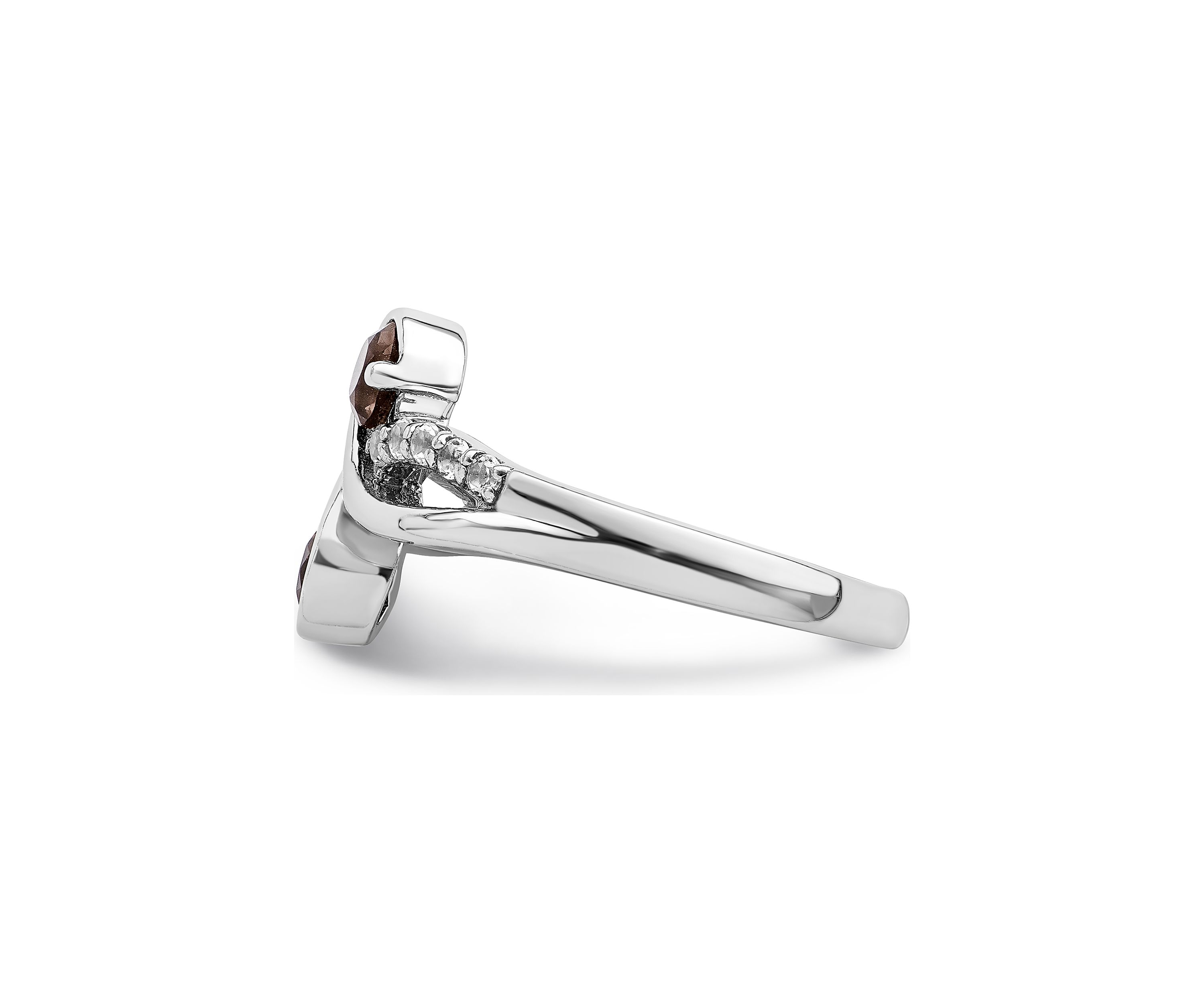 5/8 ct. t.w. Smoky Quartz and White Topaz Swirl Ring in Rhodium-Plated Sterling Silver