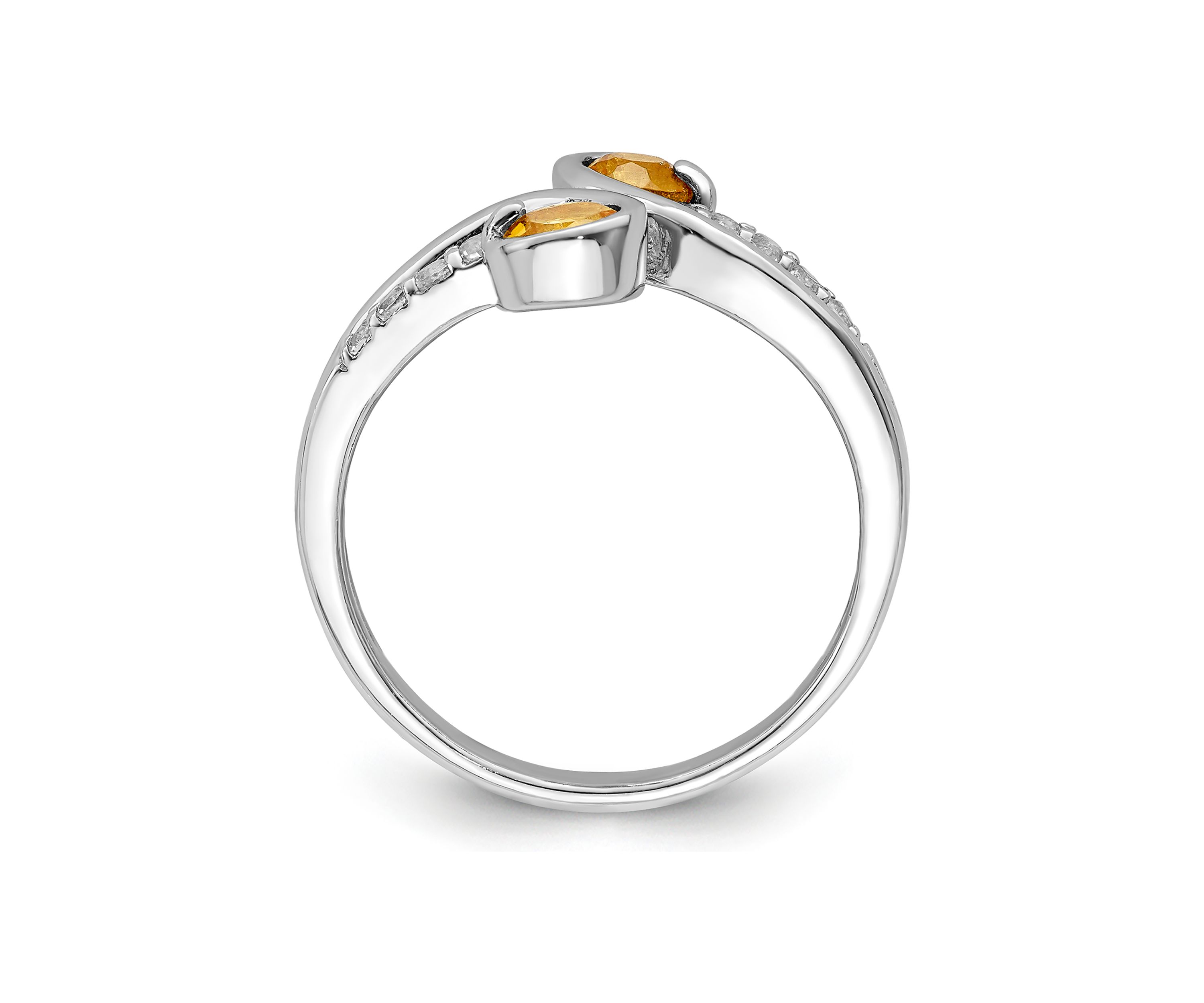 5/8 ct. t.w. Citrine and White Topaz Swirl Ring in Rhodium-Plated Sterling Silver