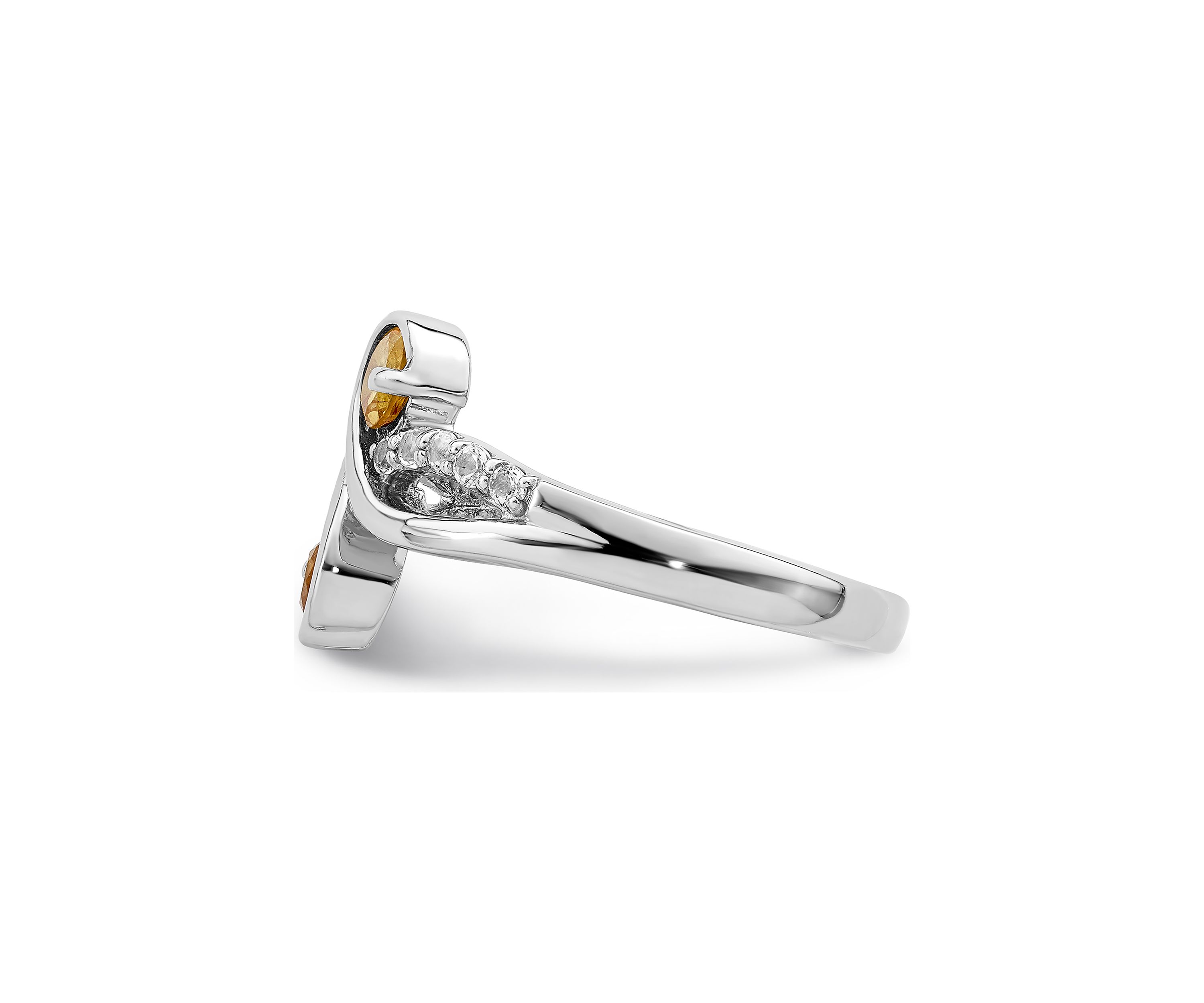 5/8 ct. t.w. Citrine and White Topaz Swirl Ring in Rhodium-Plated Sterling Silver