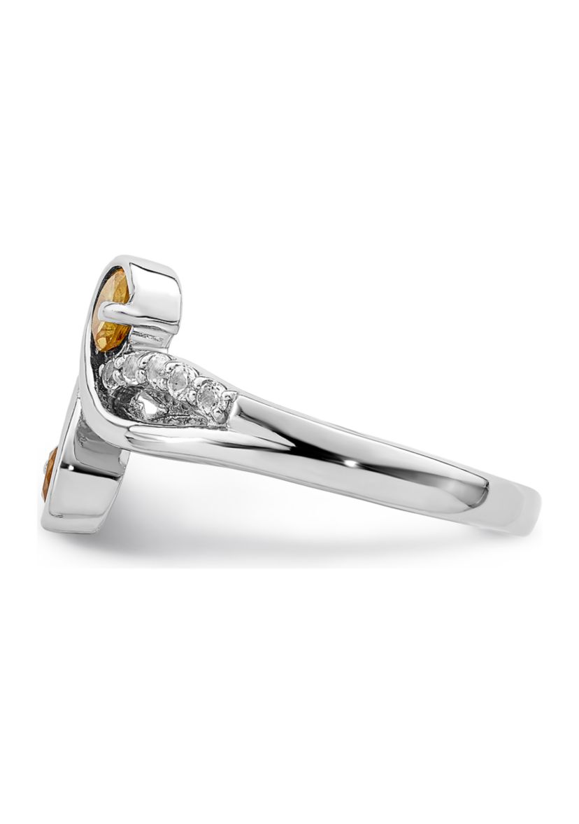 5/8 ct. t.w. Citrine and White Topaz Swirl Ring in Rhodium-Plated Sterling Silver