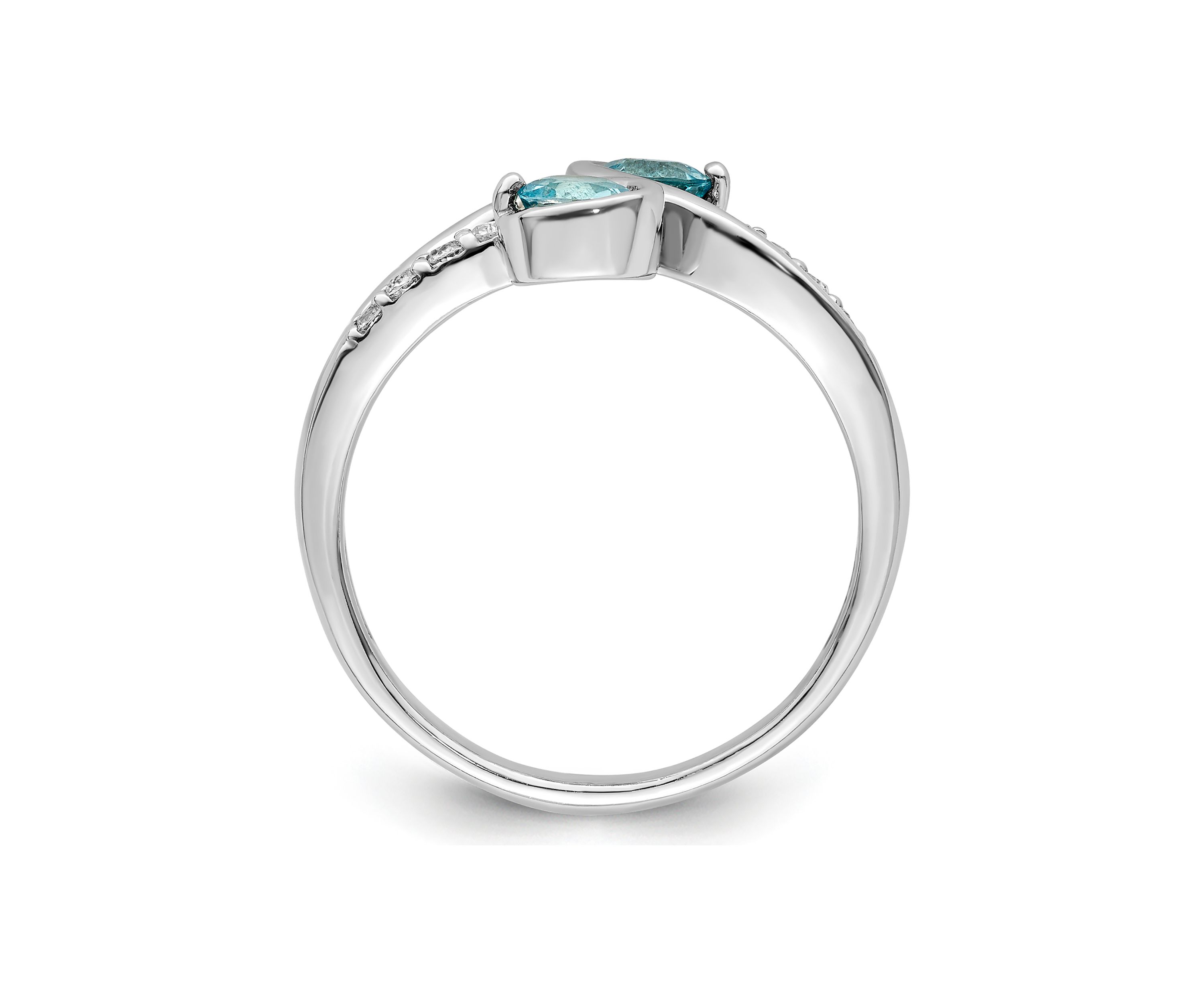 3/4 ct. t.w. Light Swiss Blue Topaz and White Topaz Swirl Ring in Rhodium-Plated Sterling Silver