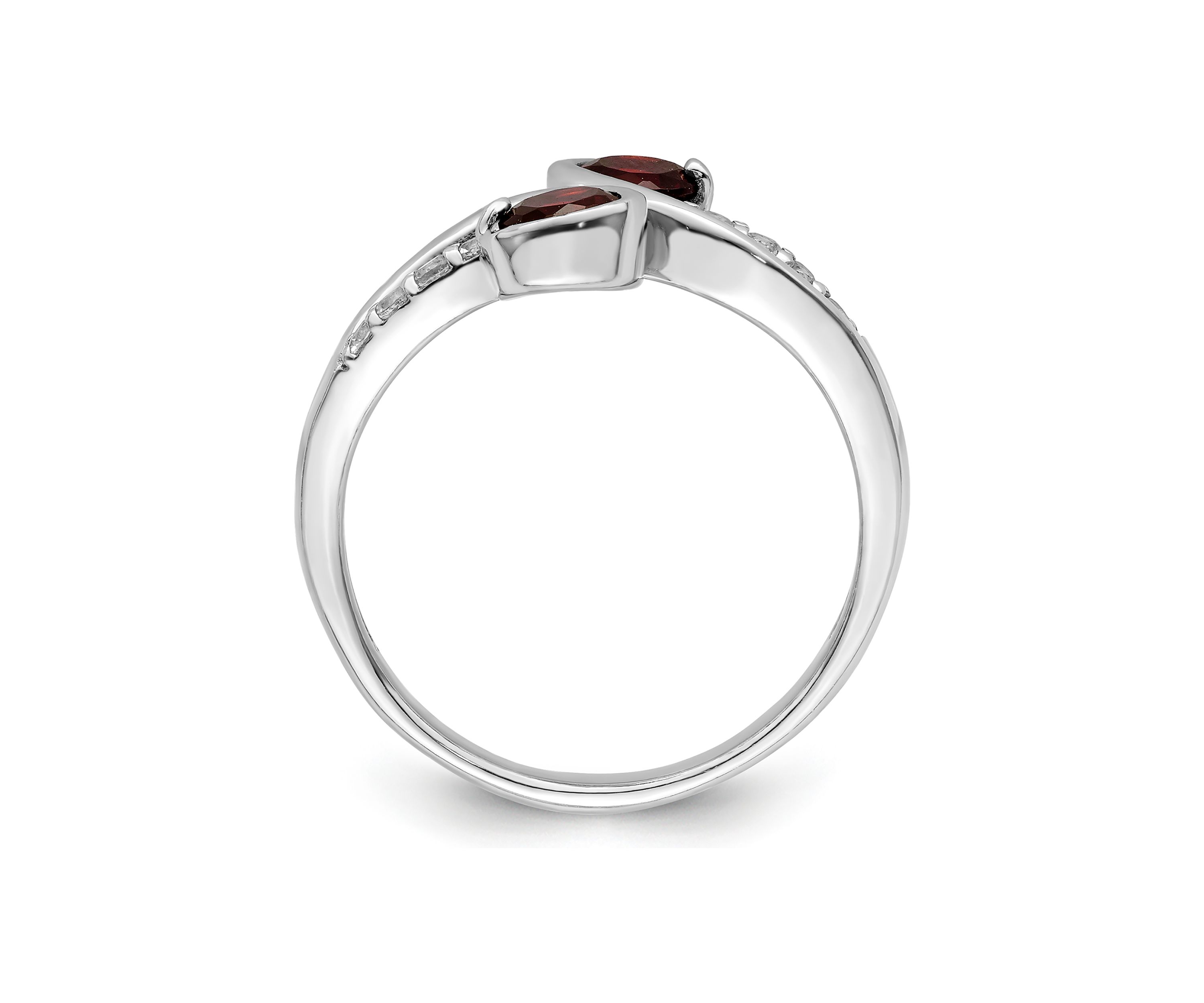 7/8 ct. t.w. Garnet and White Topaz Swirl Ring in Rhodium-Plated Sterling Silver