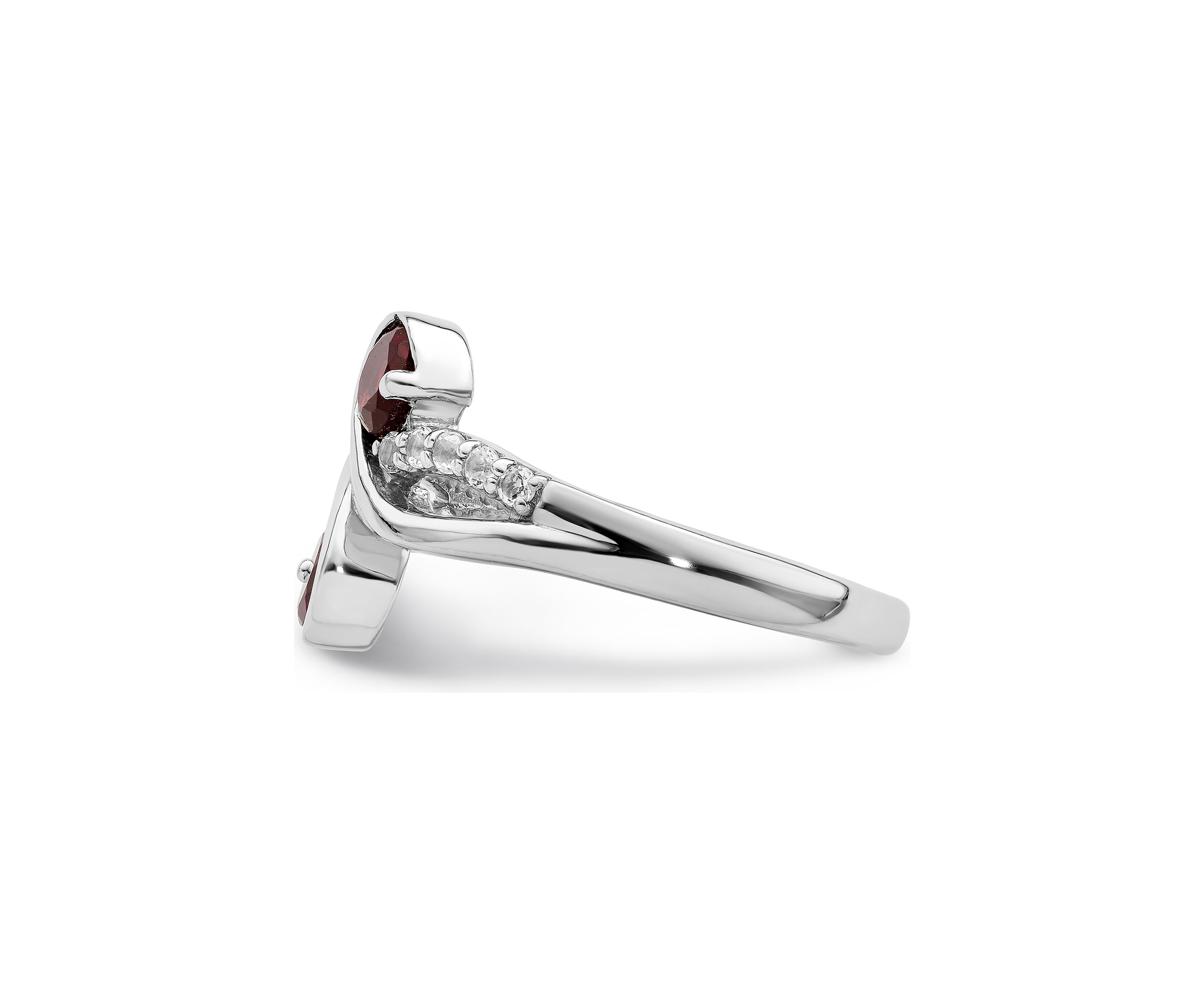 7/8 ct. t.w. Garnet and White Topaz Swirl Ring in Rhodium-Plated Sterling Silver