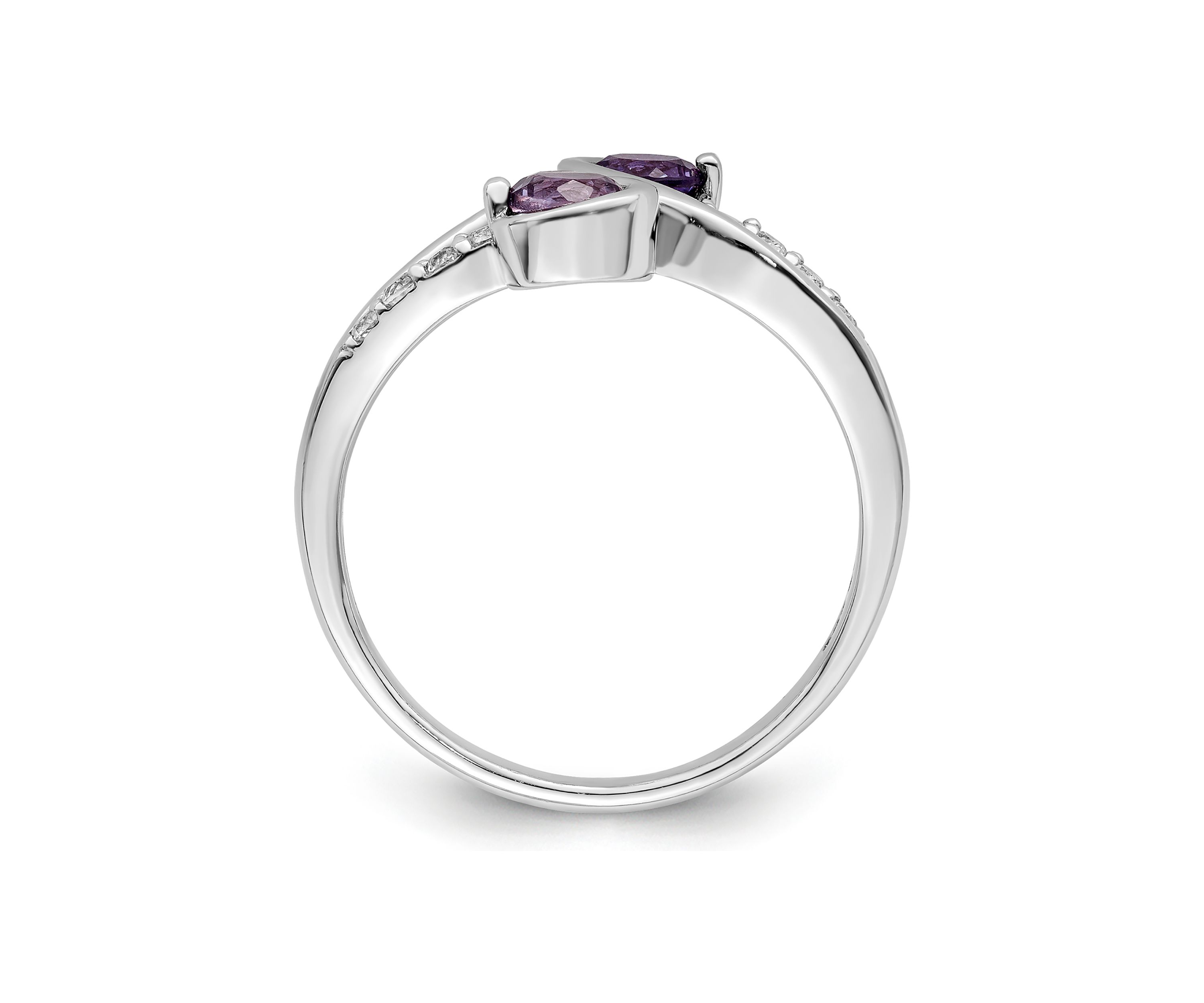 5/8 ct. t.w. Amethyst and White Topaz Swirl Ring in Rhodium-Plated Sterling Silver