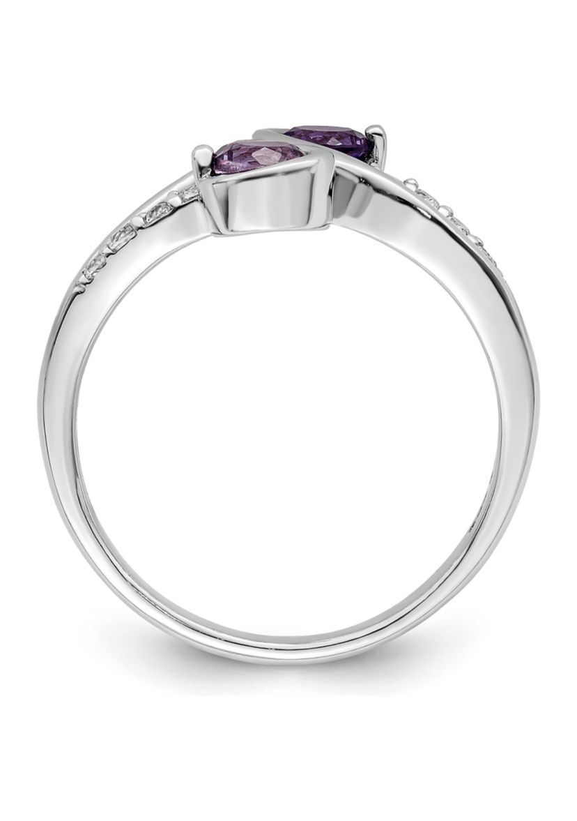 5/8 ct. t.w. Amethyst and White Topaz Swirl Ring in Rhodium-Plated Sterling Silver