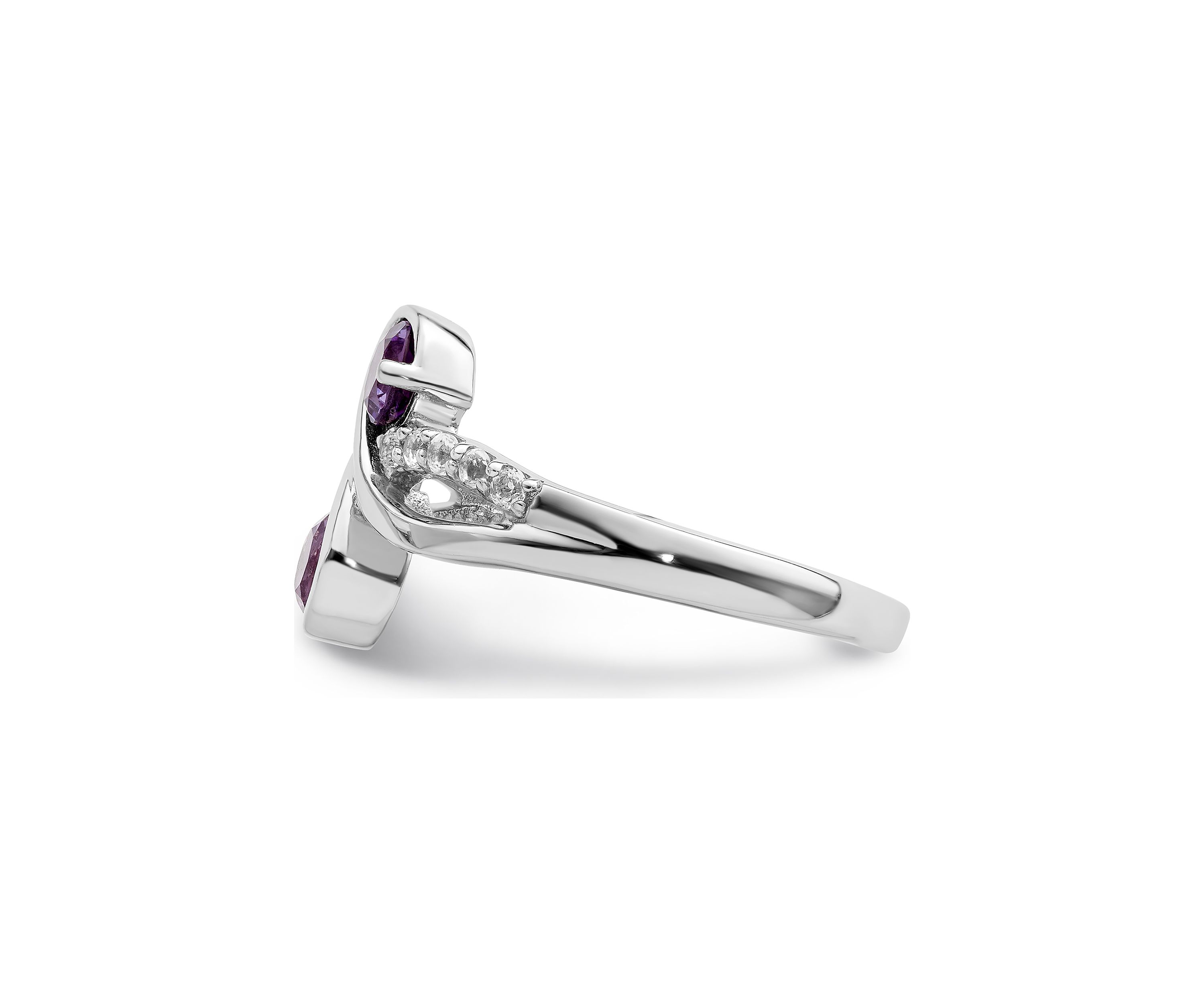 5/8 ct. t.w. Amethyst and White Topaz Swirl Ring in Rhodium-Plated Sterling Silver