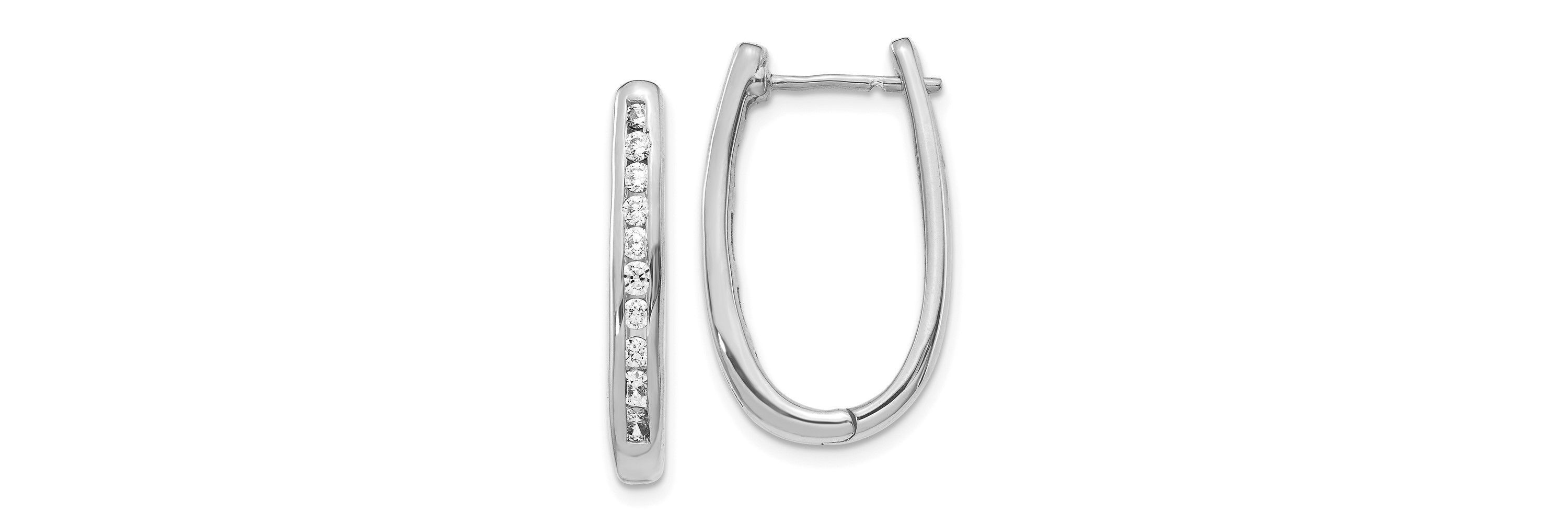 3/4 ct. t.w. Diamond Oval Hinged Hoop Earrings in 14K Gold