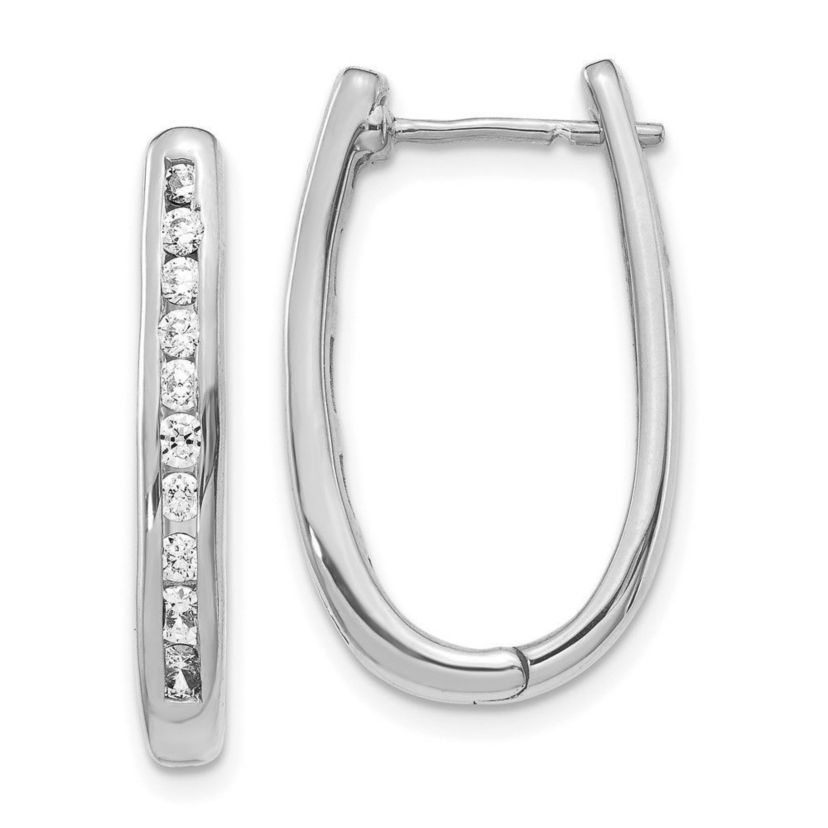 3/4 ct. t.w. Diamond Oval Hinged Hoop Earrings in 14K Gold