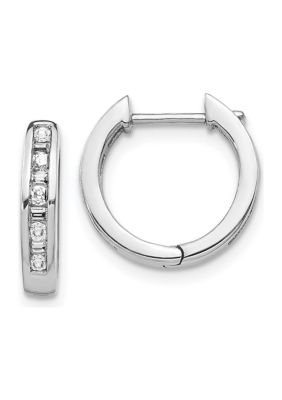 Belk & Co 1/4 ct. t.w. Diamond Round/Baguette Hinged Hoop Earrings in 14K Gold -  540005811736816